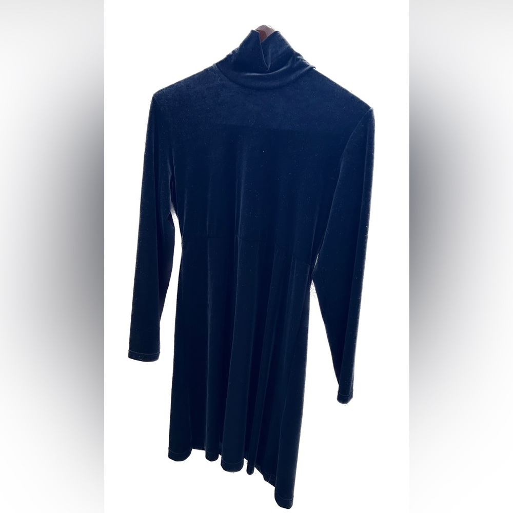 Vintage 90s Amanda Smith Black Velvet Turtle Neck Dress